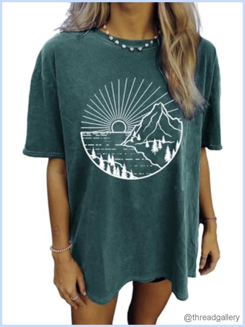 Oversized Graphic Tee Wildflower Hiking Crewneck Short Sleeve Casual Loose Top